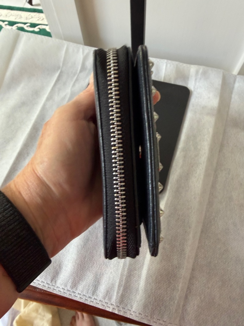 EUC MCM Black Studded Leather Compact Wallet - Picture 5 of 9